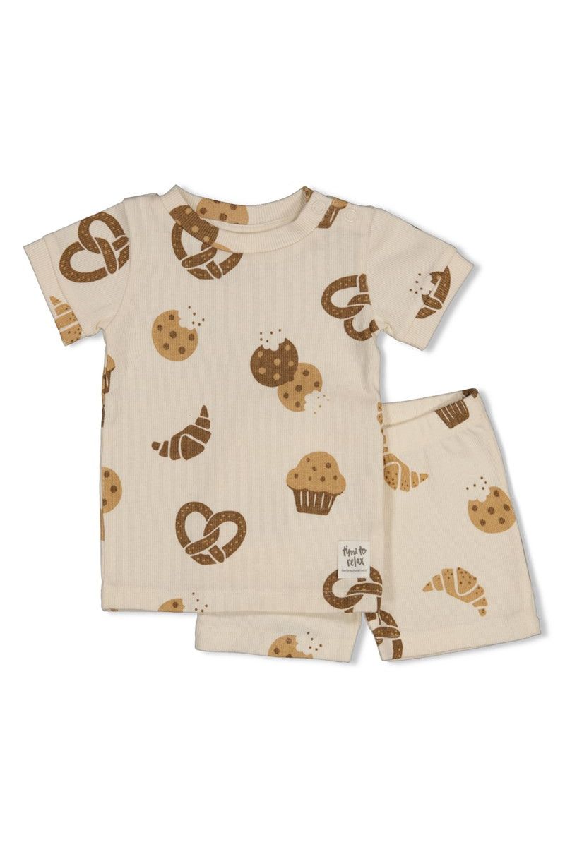 Feetje Shortama Cosy Crumbs in offwhite, shortama voor baby met korte mouwen